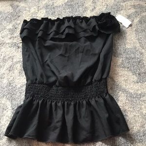 NWT semi sheer strapless blouse